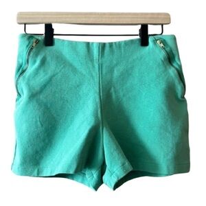 Women's L Zara Collection Cotton Blend Shorts SeaForm Green Zippers High Rise